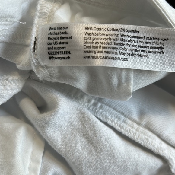 Eileen Fisher White Denim Skinny Organic Cotton Blend Straight Jean Sz 8 - Picture 10 of 13